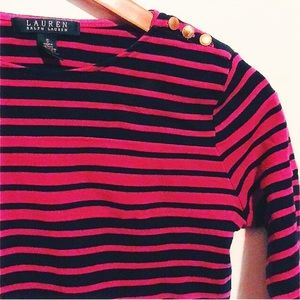 Pink and Dark Navy Stripe Shirt